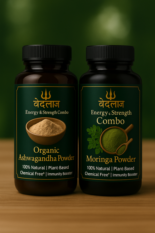 VEDLAJ Organic Energy & Strength Combo ( Moringa Powder + Ashwagandha Powder)