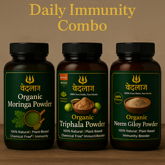 VEDLAJ Organic Daily Immunity Combo (Moringa + Giloy + Triphala Powder)