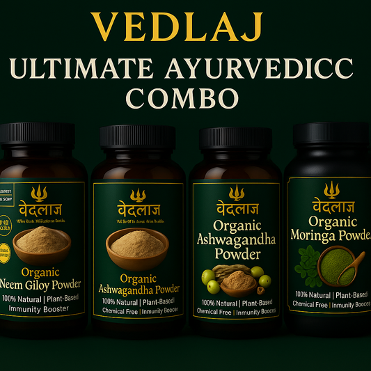 VEDLAJ Ultimate Organic Ayurvedic Combo (Moringa + Ashwagandha + Giloy + Triphala Powder)