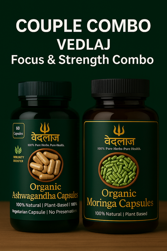 VEDLAJ Focus & Strength Combo (Ashwagandha Capsules + Moringa Capsules)